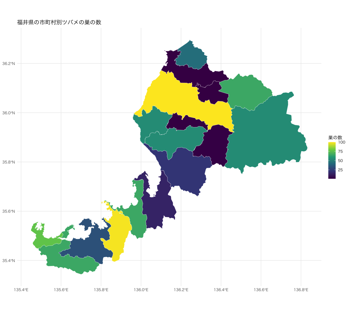 図２　ツバメの巣数(数字は適当です)